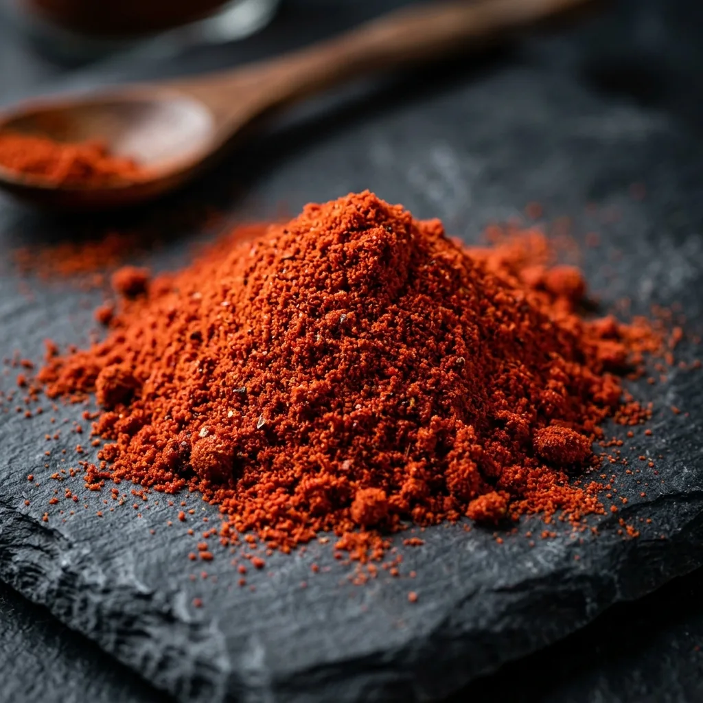 Macro shot of smoked Hungarian paprika powder